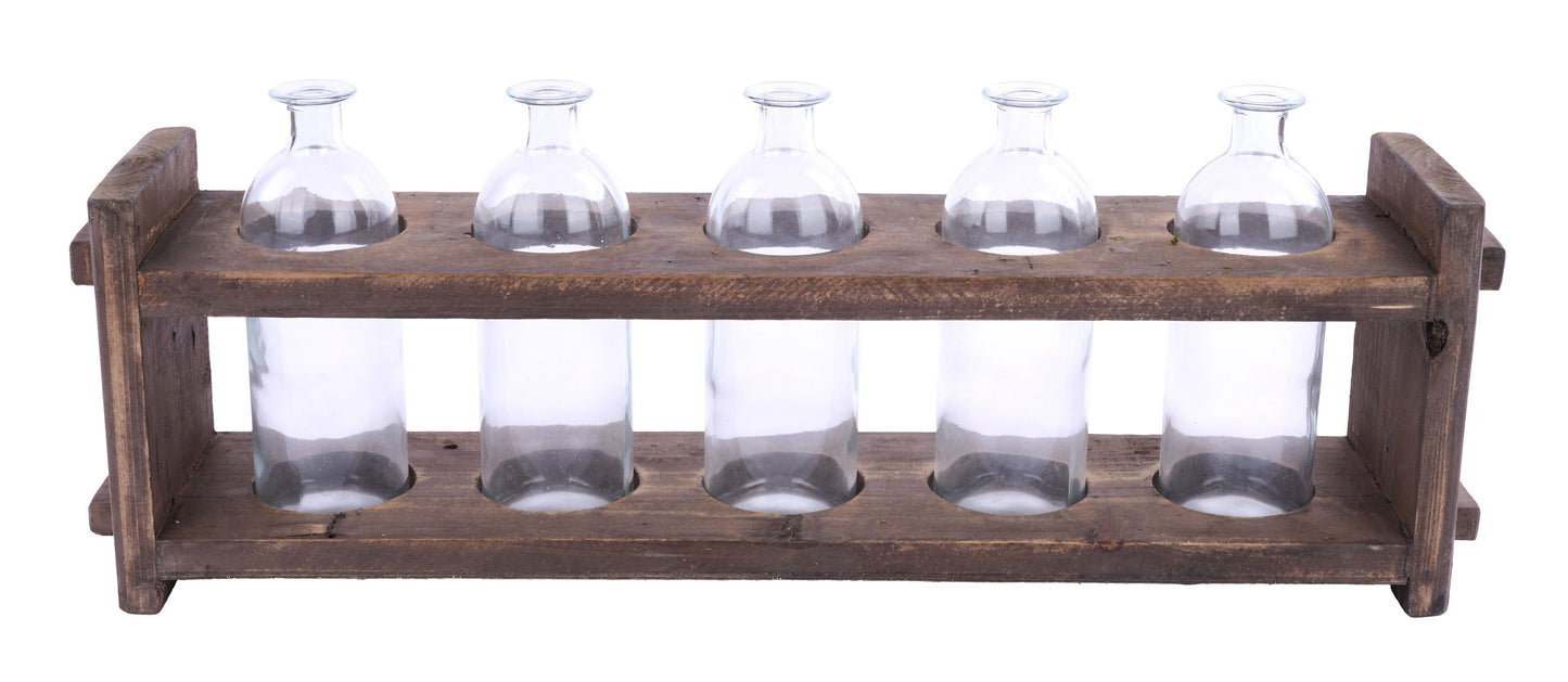 24.75in x9in Wood/Glass Bottle Tray x5 - Default Title
