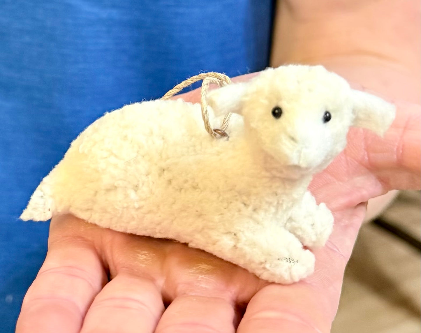 White Faux Fur Laying Sheep Ornament