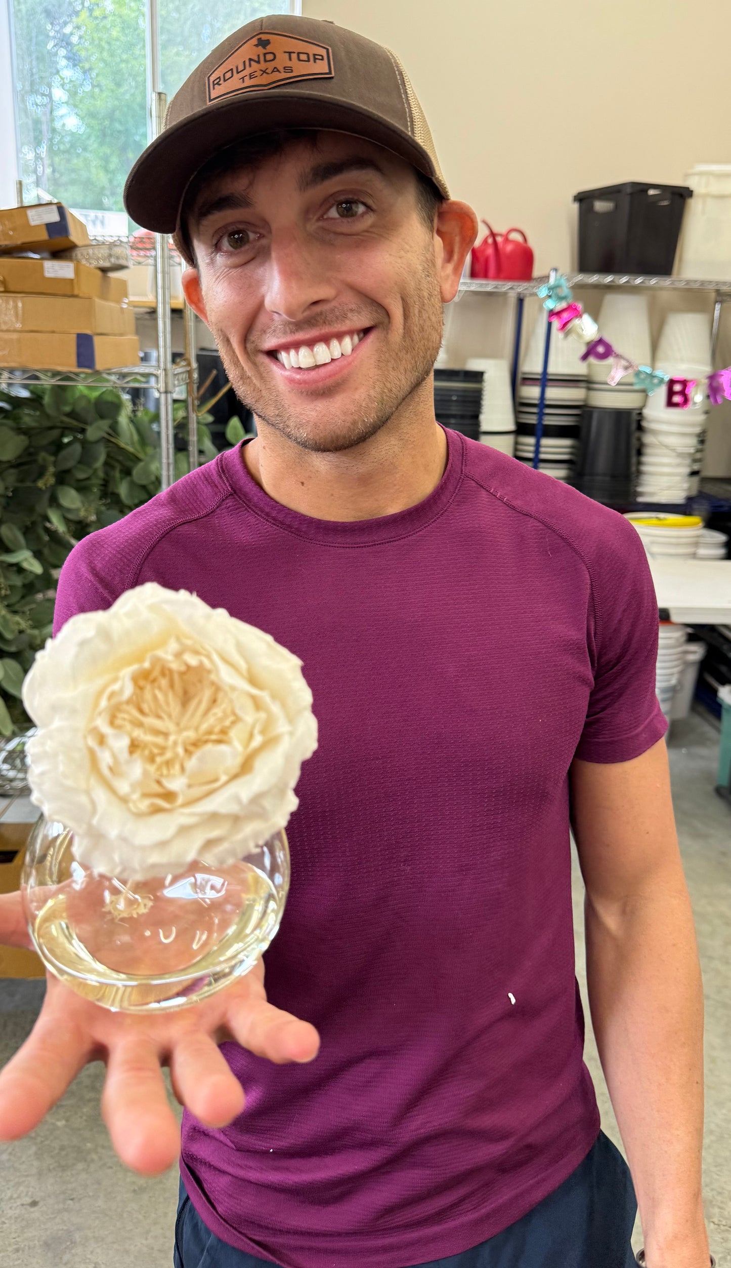Paper flower oil diffuser with glass bubble vase. SINGLE BLOOM. “Y’all” scent.