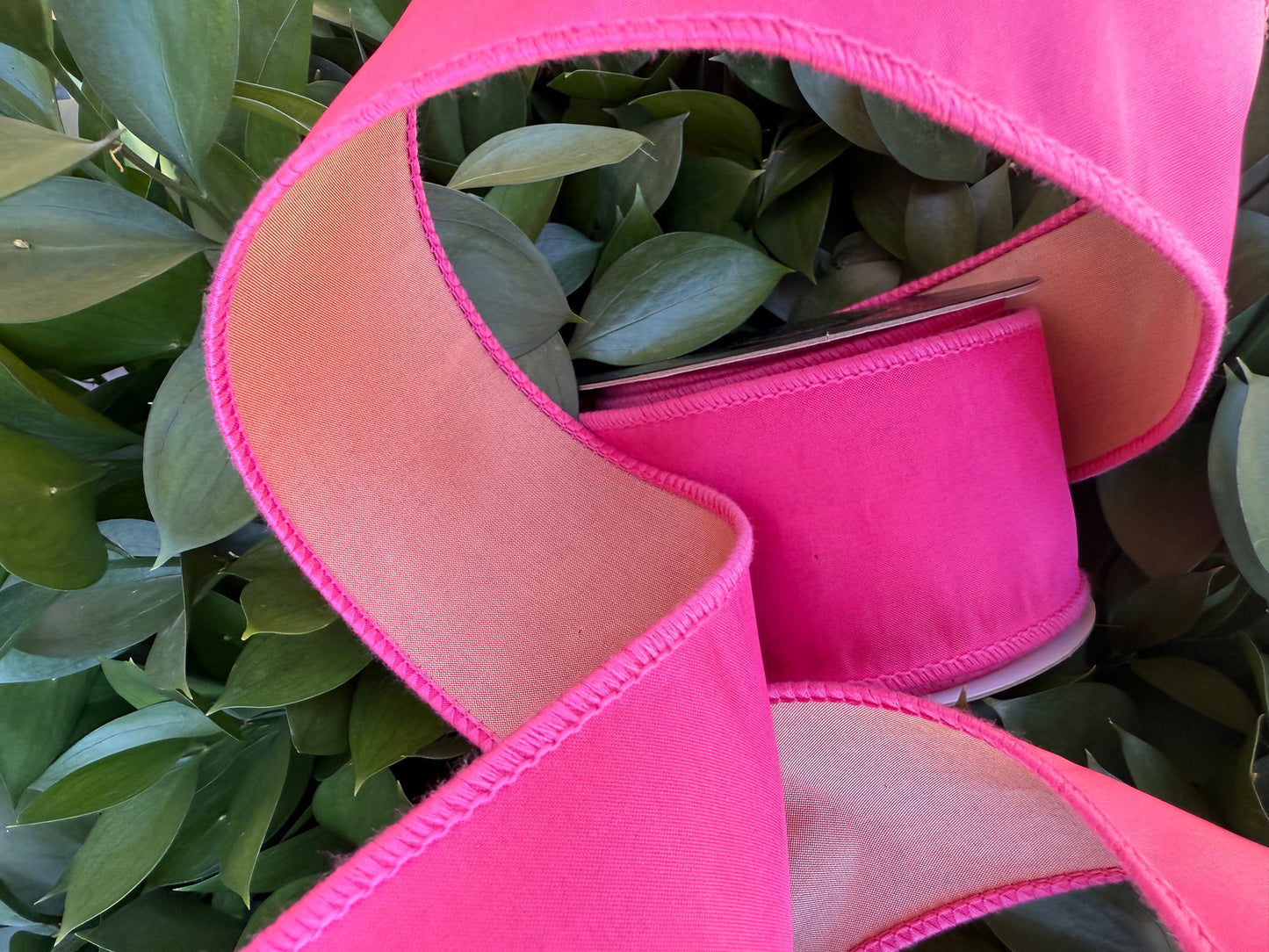 JME heavy wired ribbon. HOT PINK/PALE PINK Two-Toned Solid 2.5"x 10YDS