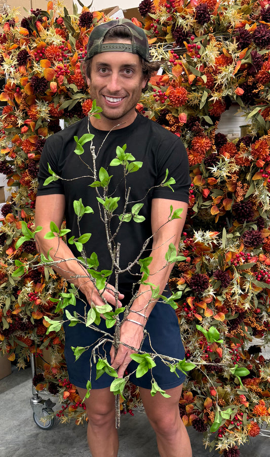 Faux Twig bush with green leaves. 36 inches tall.