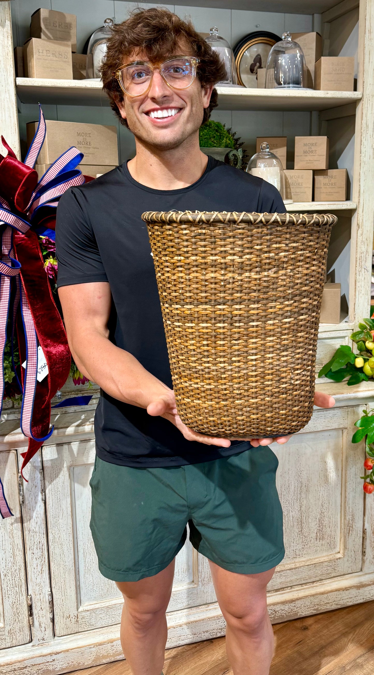 Dark Brown Rattan Basket 9"