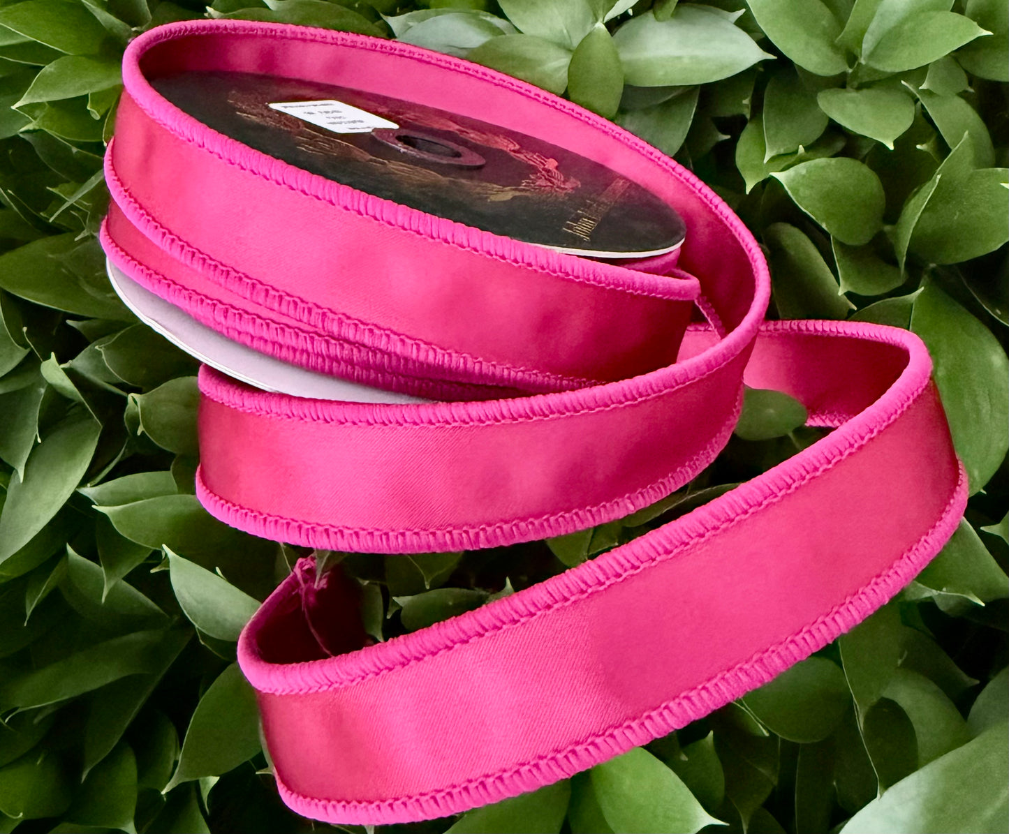 JME heavy wired ribbon. FUCHSIA Solid Satin