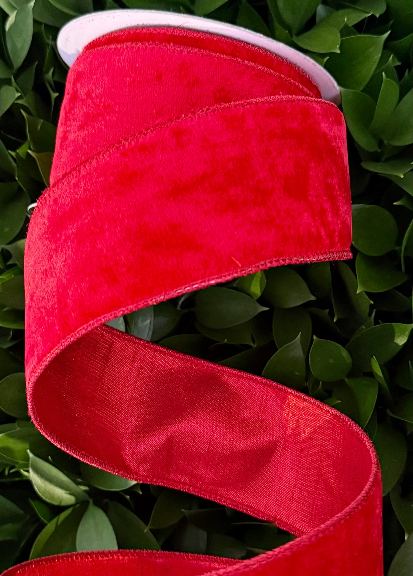 JME heavy wired ribbon. RED Velvet with Red Metallic Back