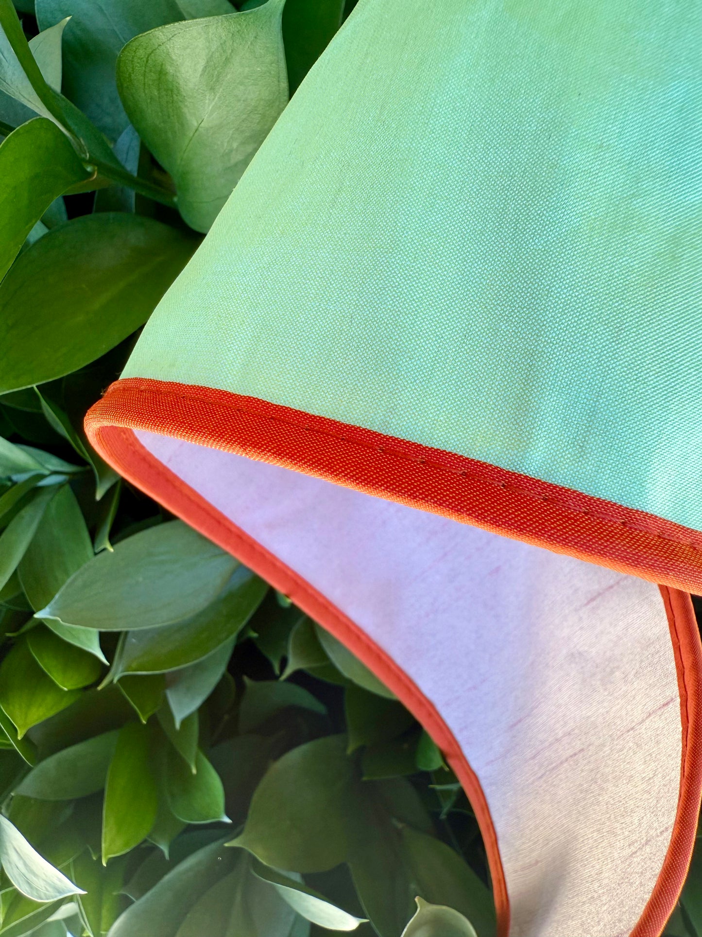 JME heavy wired ribbon. MINT/RUST/PINK Tri-Colored Solid