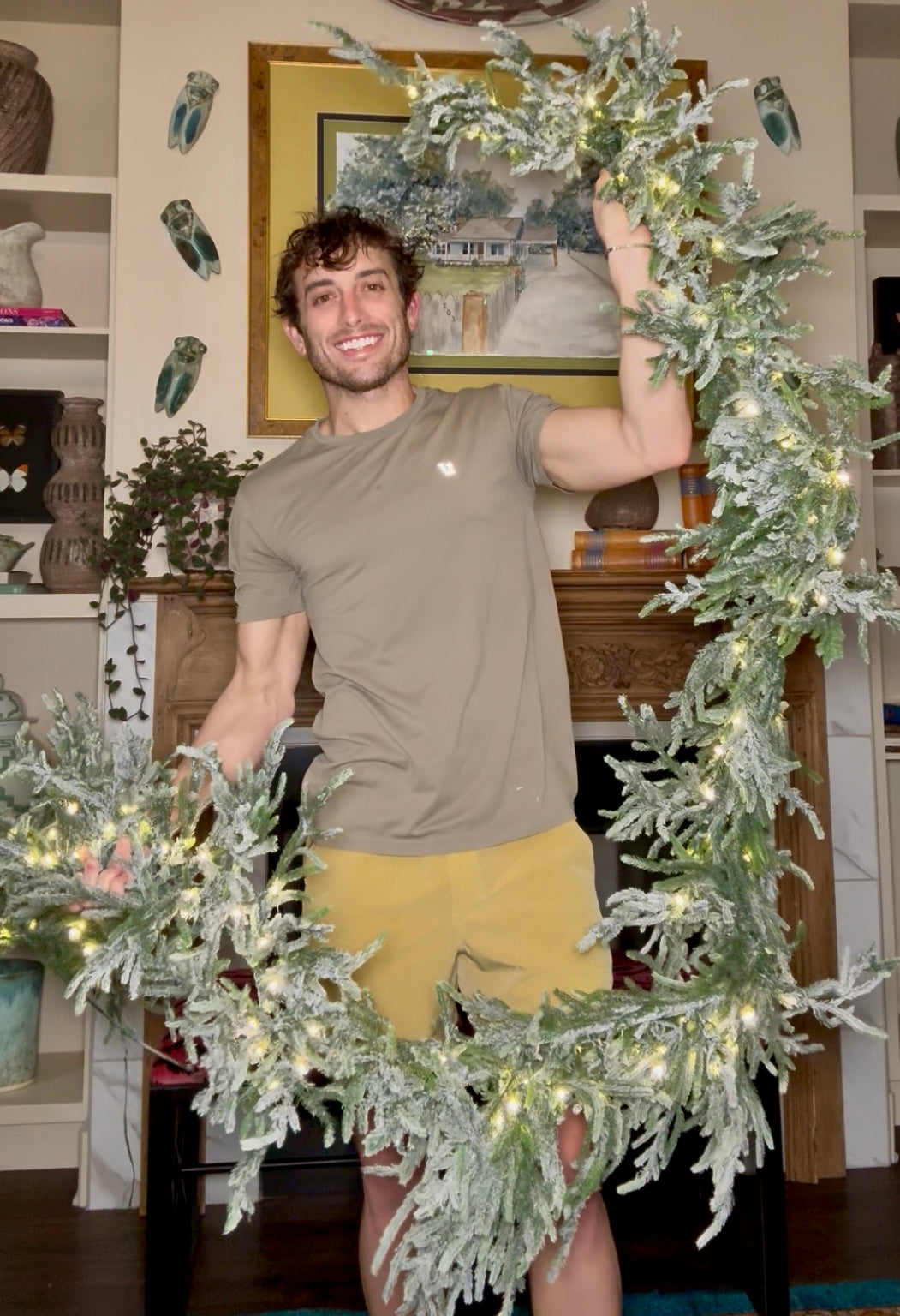 Norfolk Flocked Lighted Garland 9' x 20"