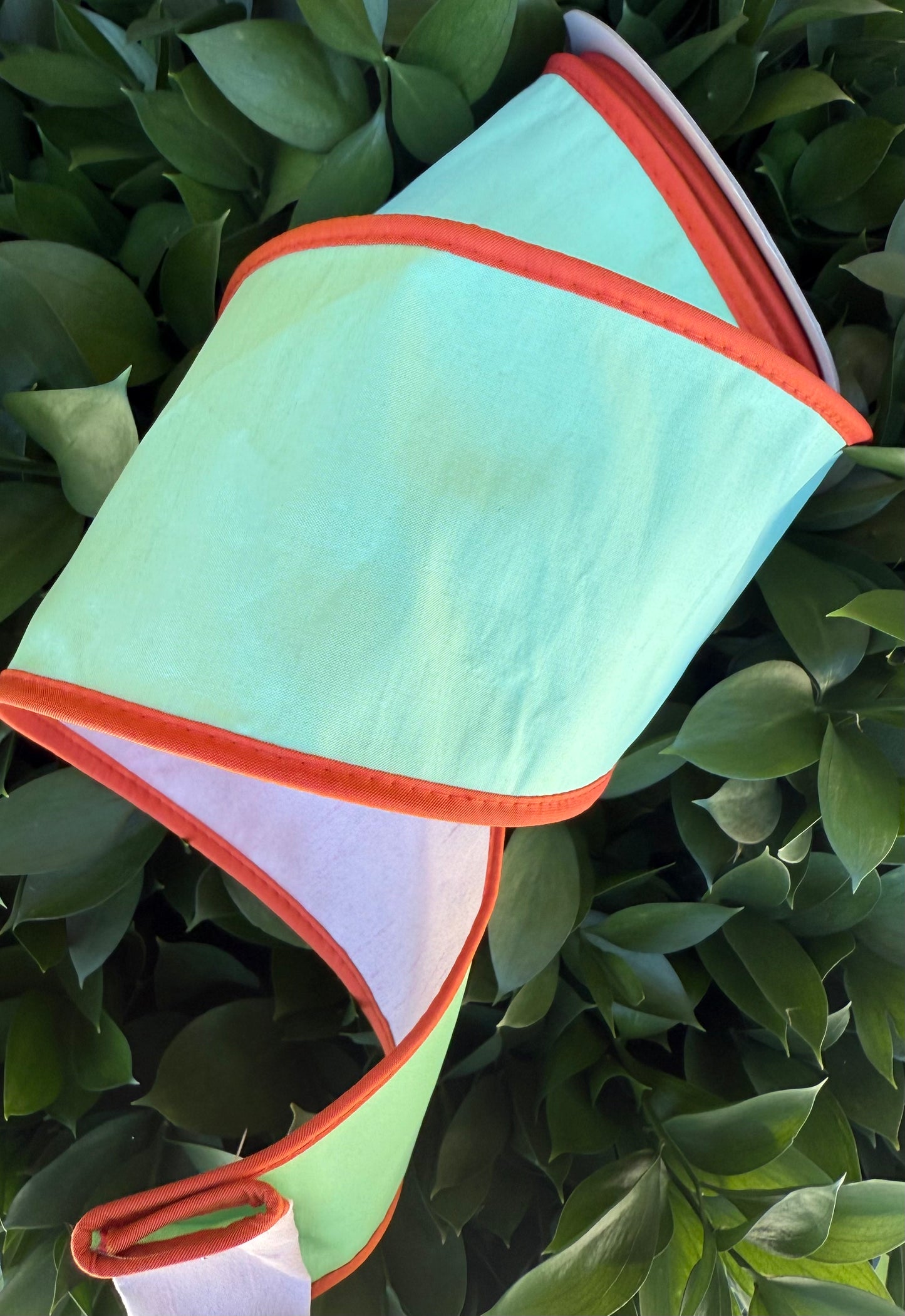 JME heavy wired ribbon. MINT/RUST/PINK Tri-Colored Solid