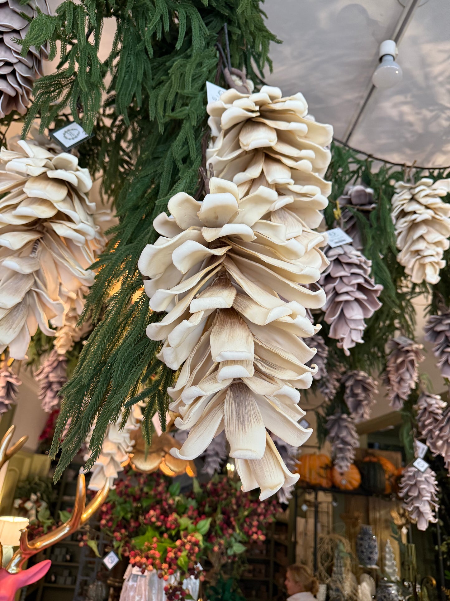 18" CREAM Foam Pinecone