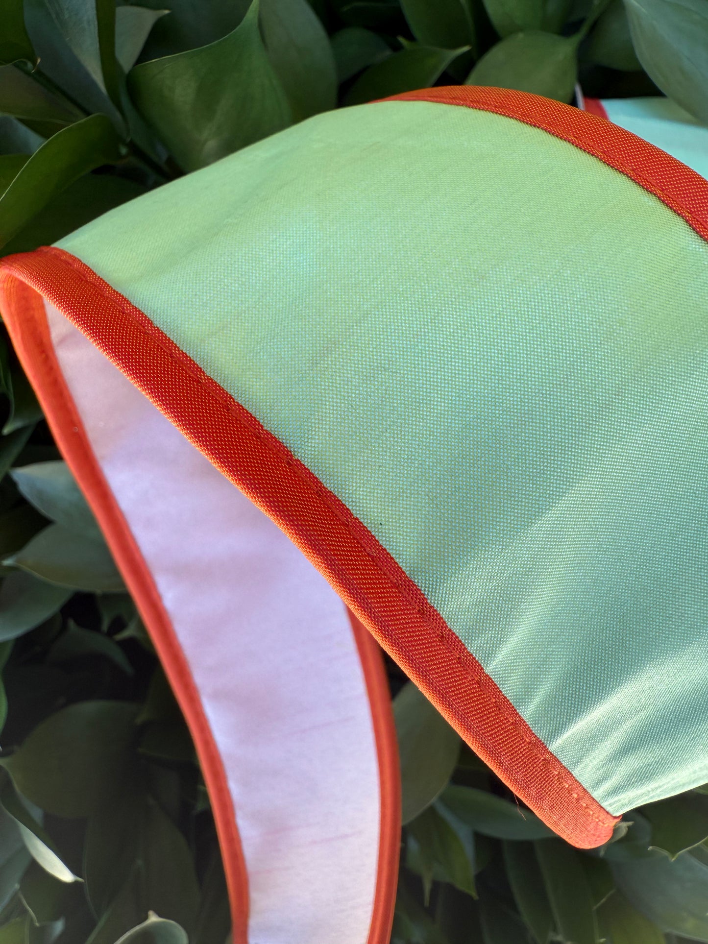 JME heavy wired ribbon. MINT/RUST/PINK Tri-Colored Solid