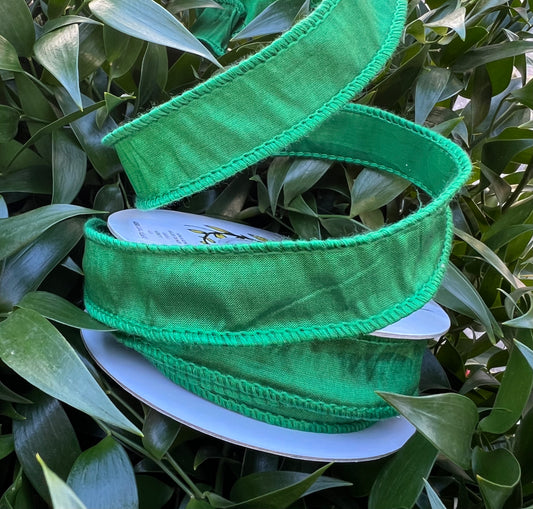 JME heavy wired ribbon Green Taffeta 1" x 10yds