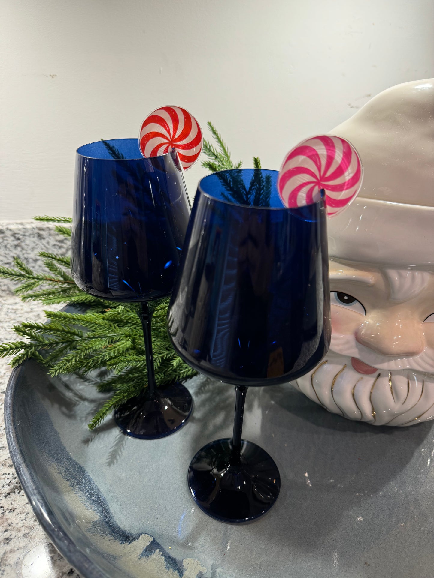 Bright Peppermint Swirl Candy, Drink Markers, Set of 6