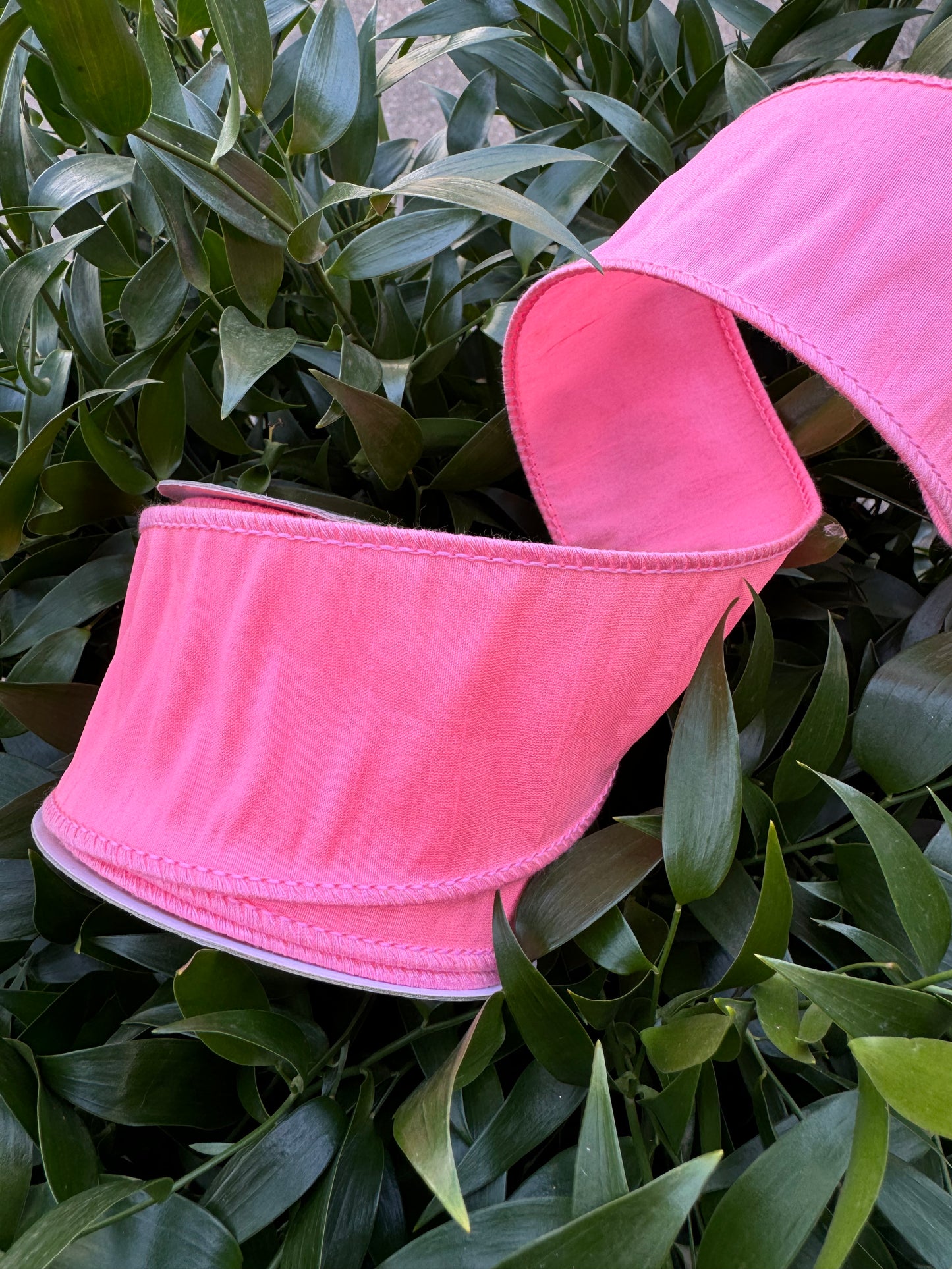 JME heavy wired ribbon. Bright Pink dupion 2.5" x 10 yards