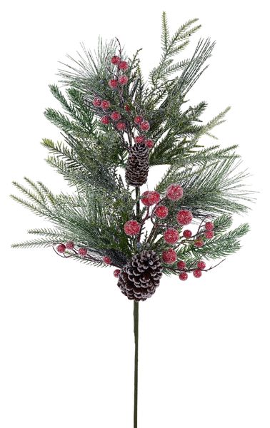 32"L Snowed Pine/Berry/Pinecone Spray