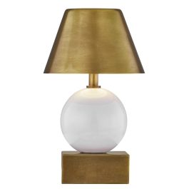 Silas LED Rechargeable Portable Table Lamp - Ceramic and Brass