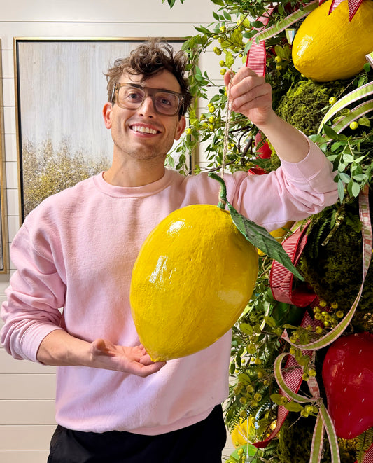 Paper Mache Hanging Lemon 14.5"