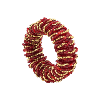 NR137 Beaded Napkin Ring - Red