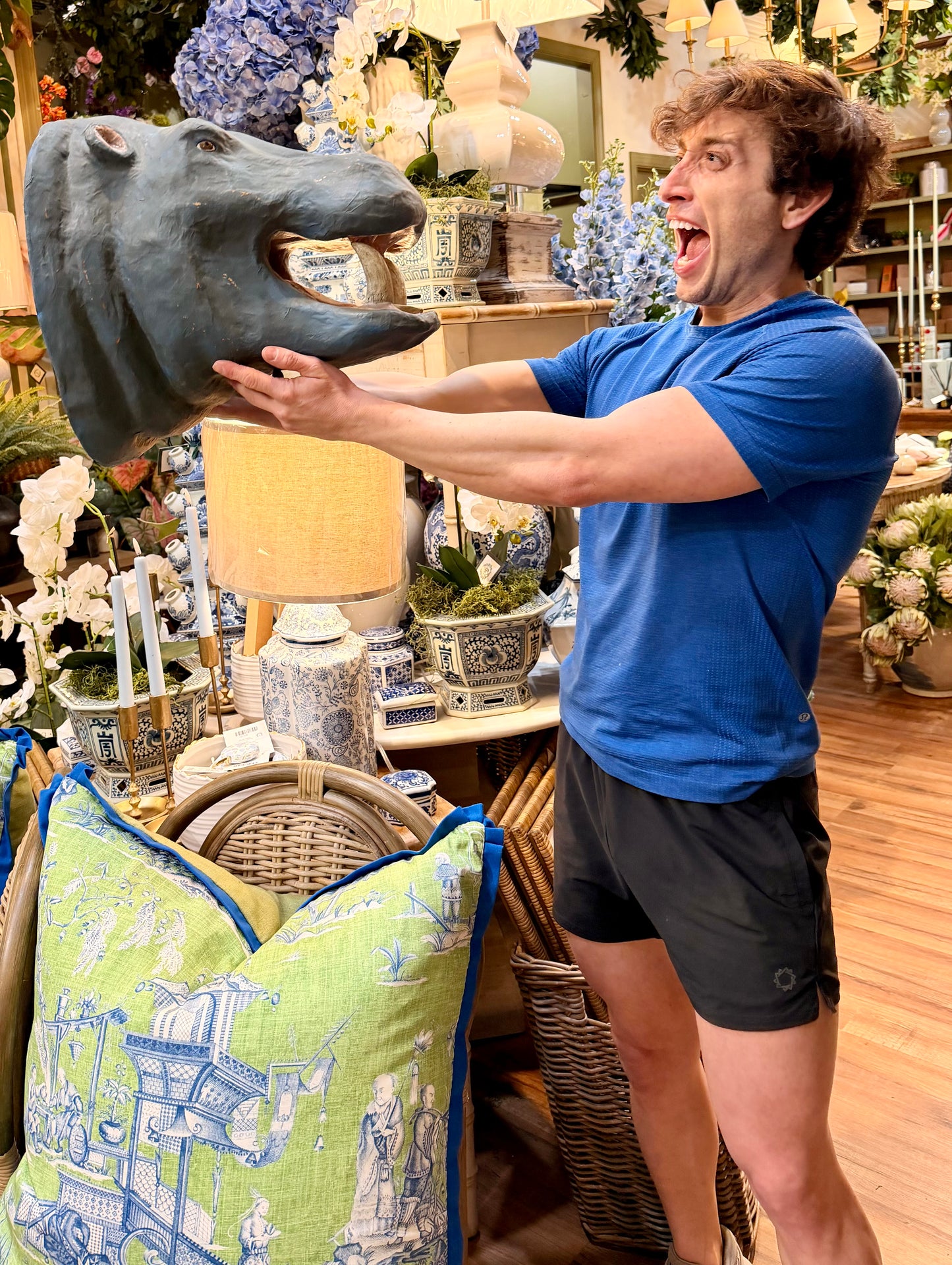 Hippo Wall Mount. Handmade paper mache.