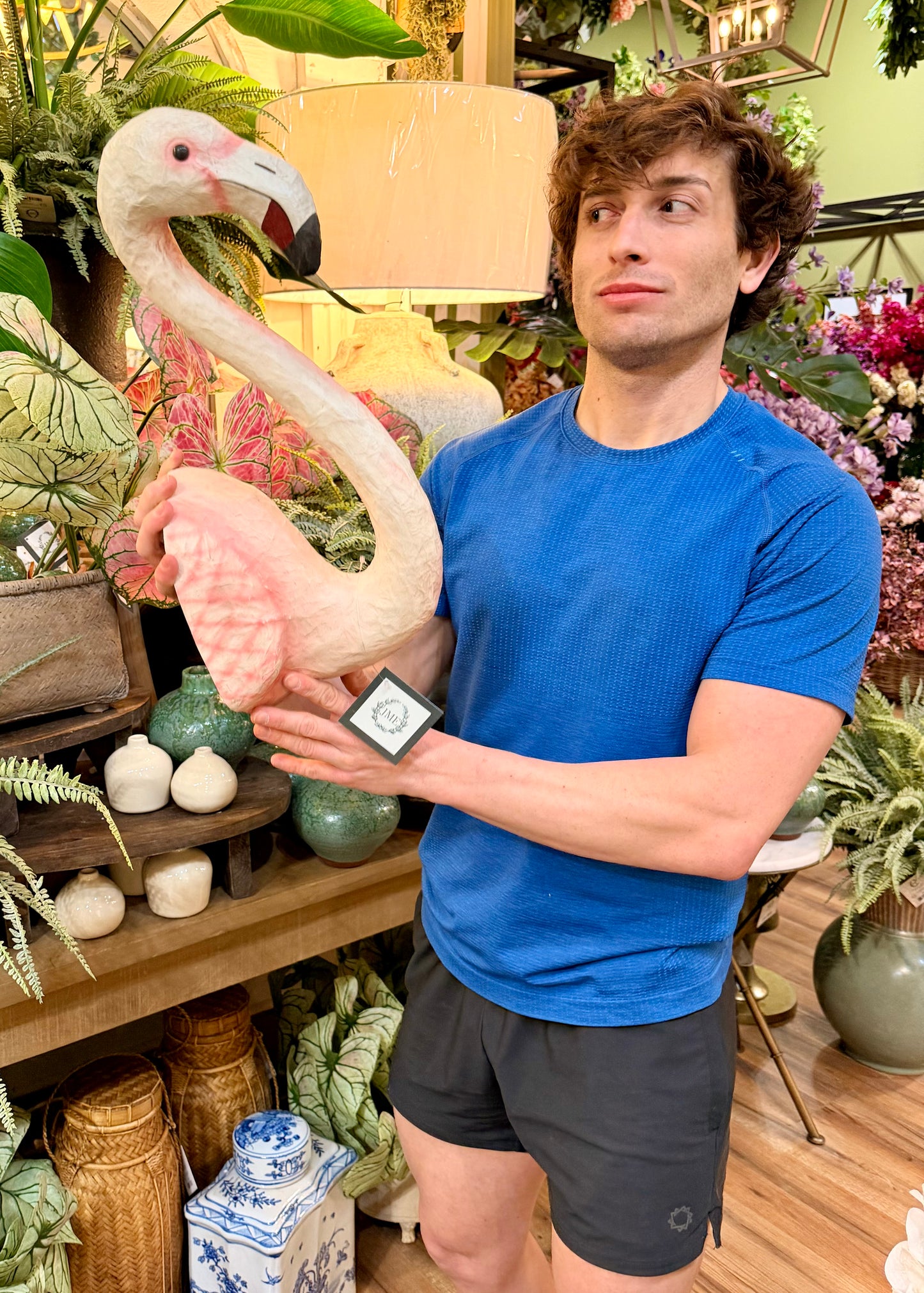 Pink Flamingo Wall Mount. Handmade paper mache