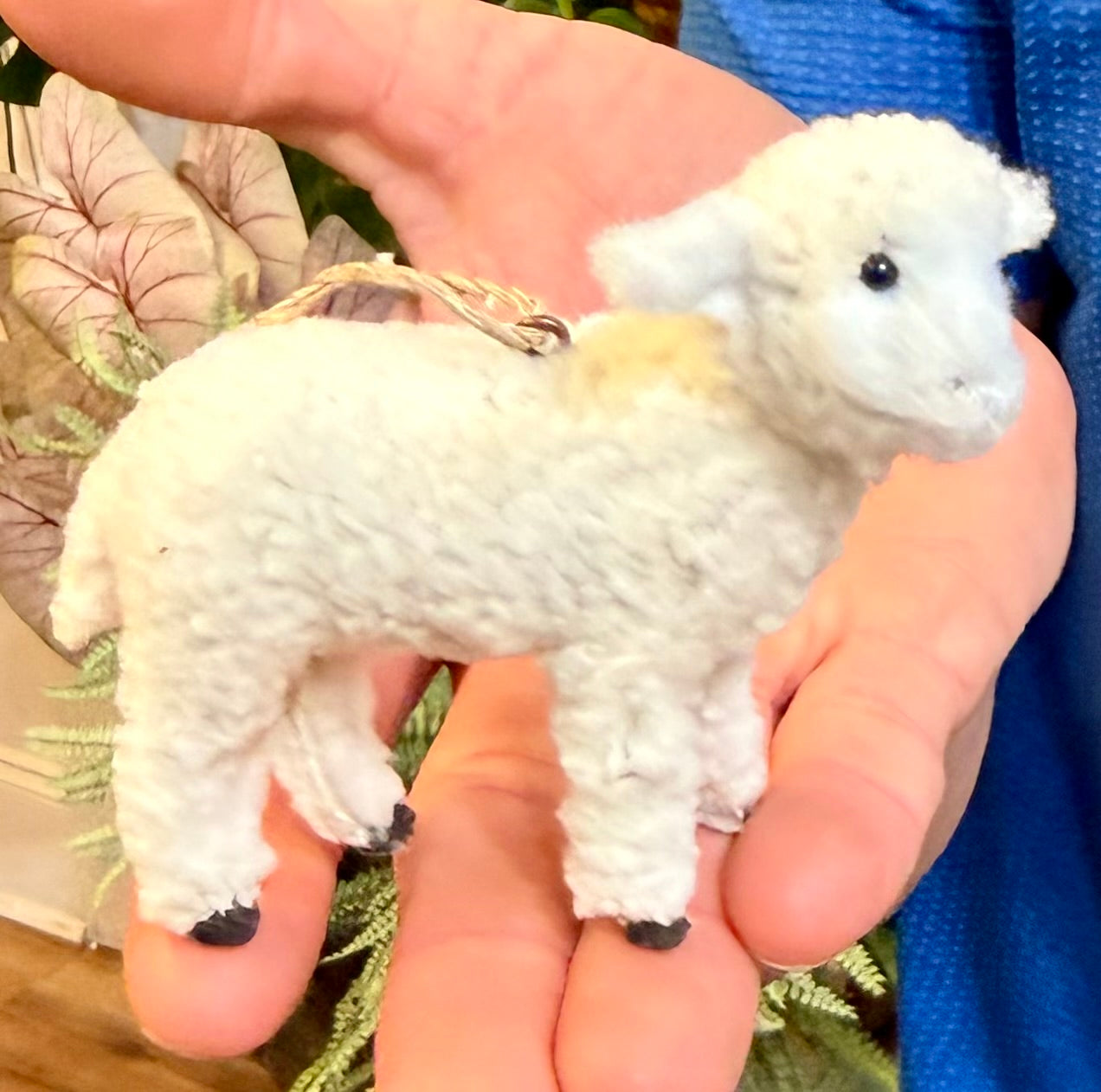 White Faux Fur Standing Sheep Ornament