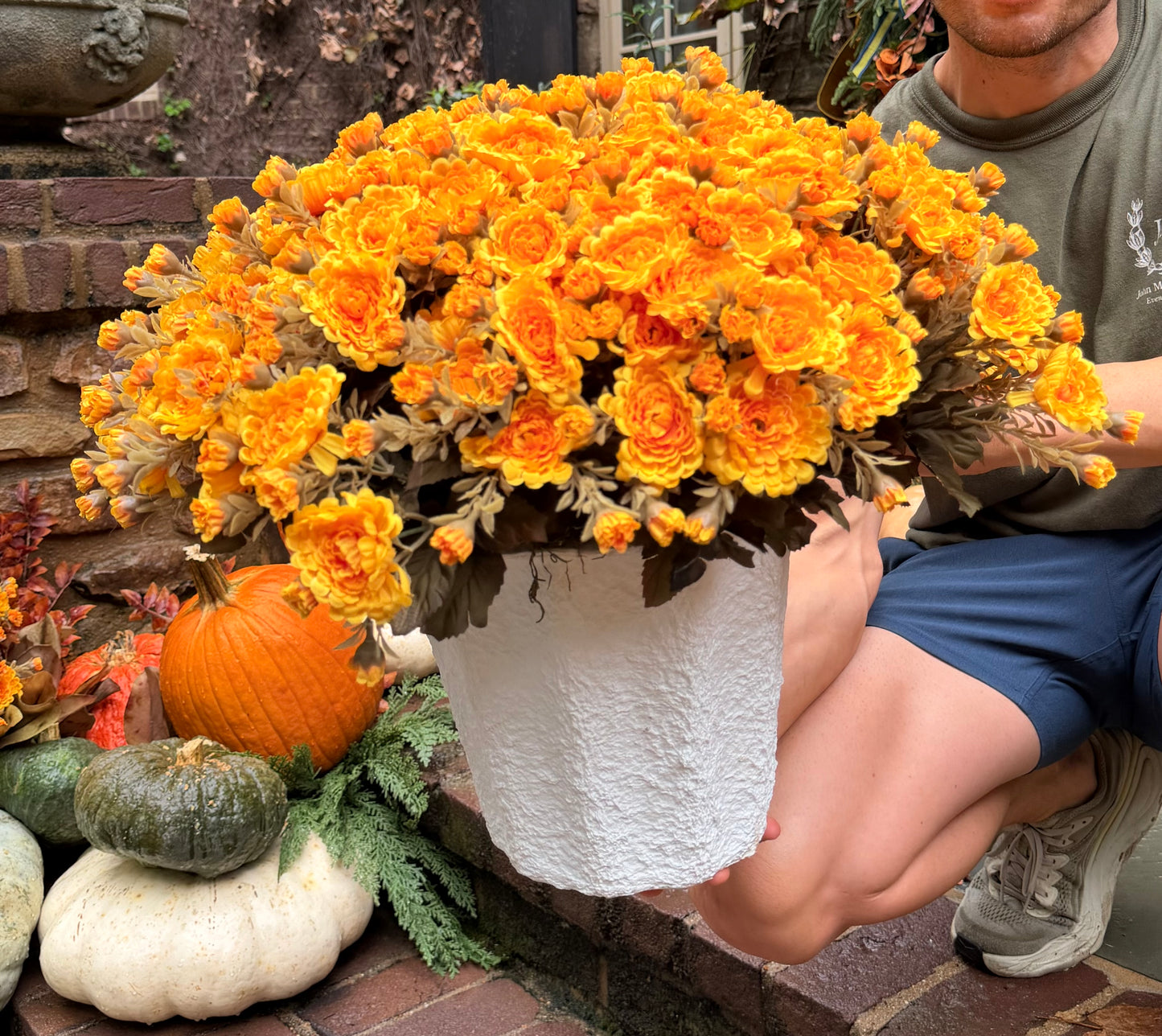 Handmade yellow faux Mum Pot Filler
