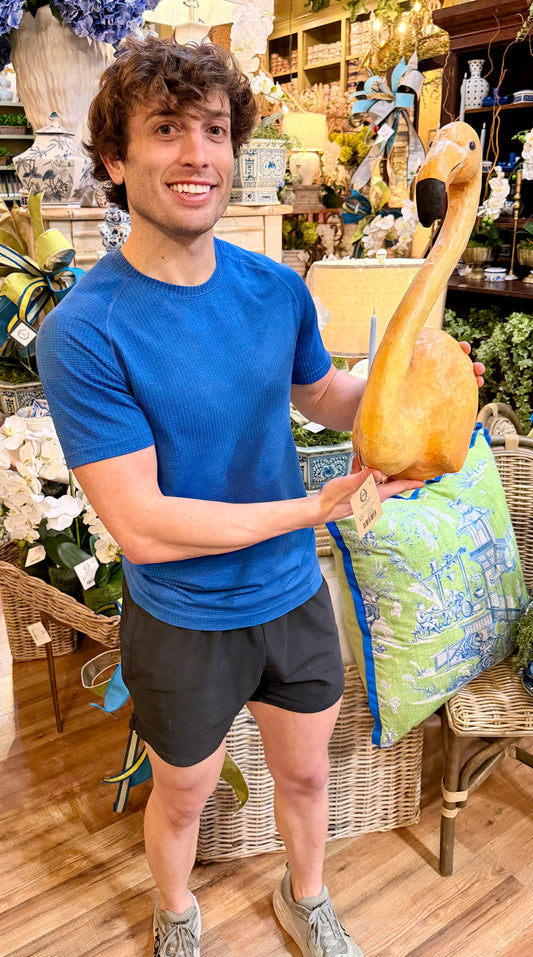 Peach Flamingo Wall Mount. Handmade paper mache