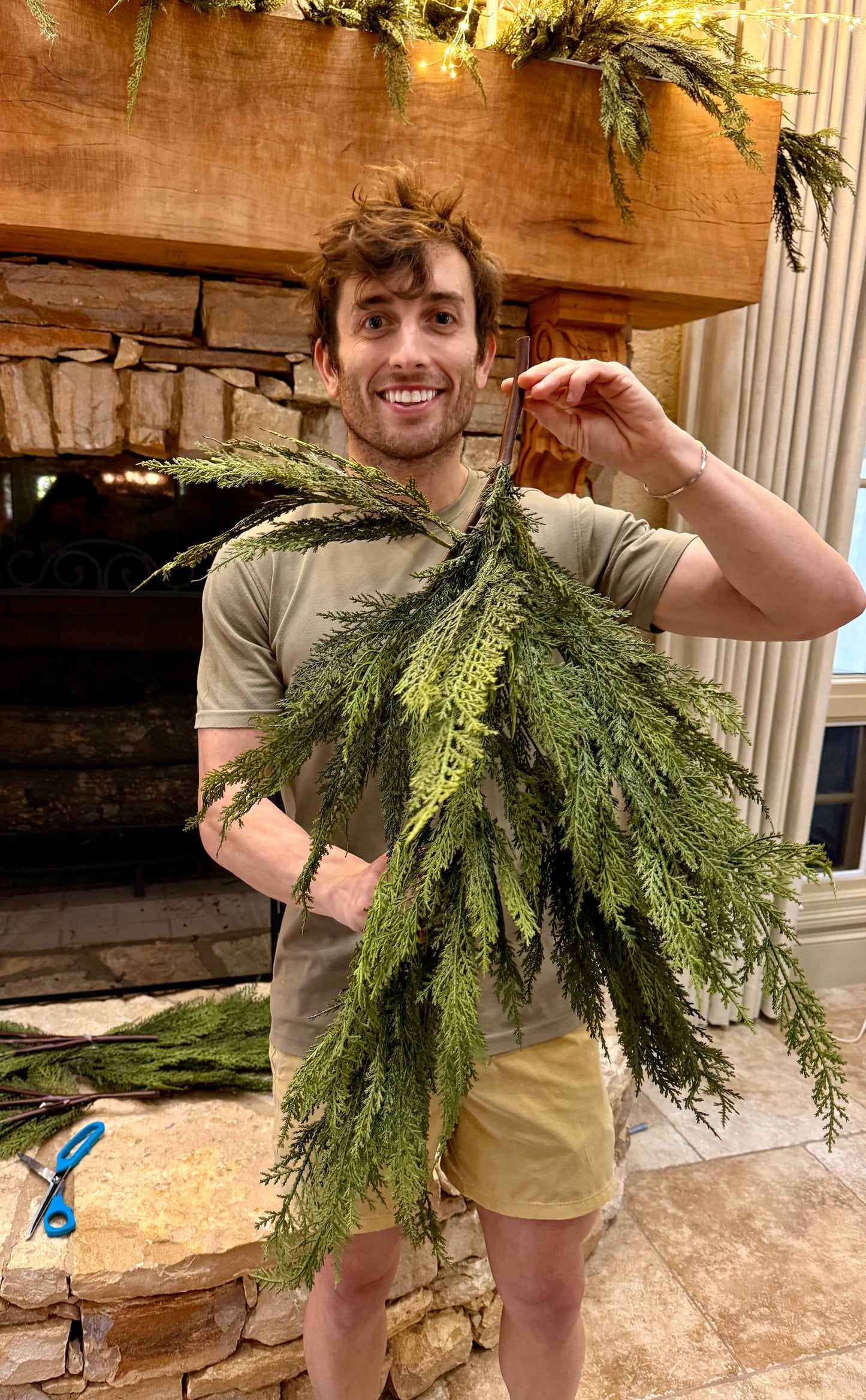 Faux life like cedar teardrop. Perfect for styling and layering to anything during the holidays! 36 inches long