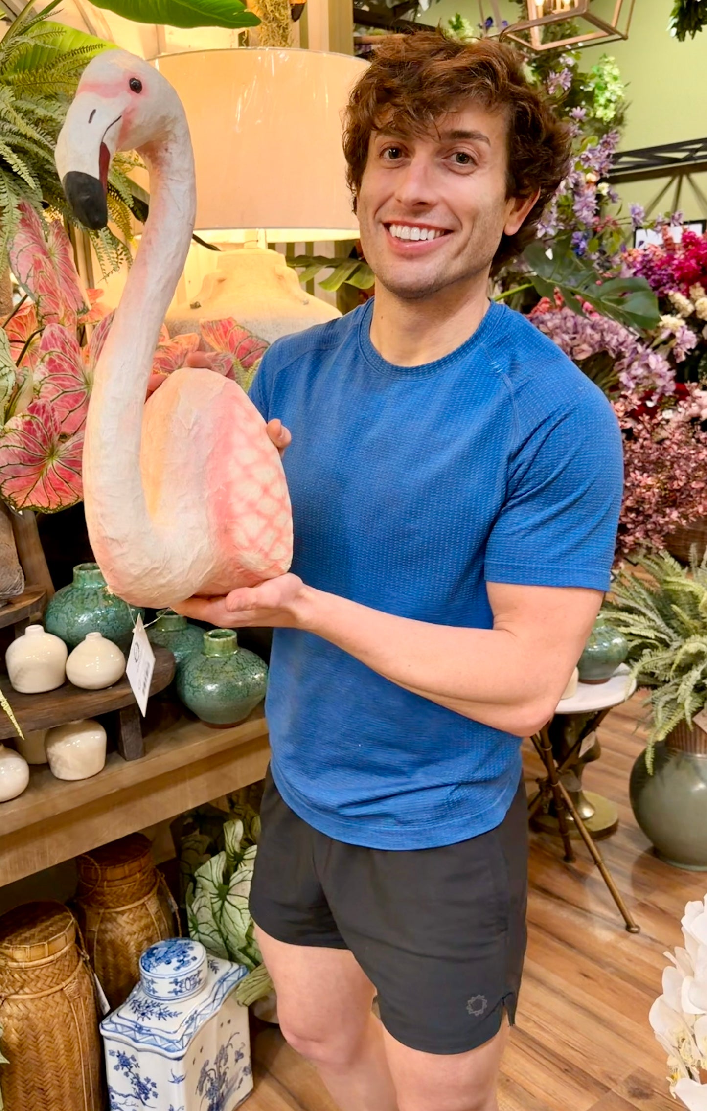 Pink Flamingo Wall Mount. Handmade paper mache