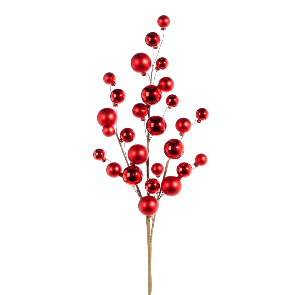31" Red Ball Ornament Spray