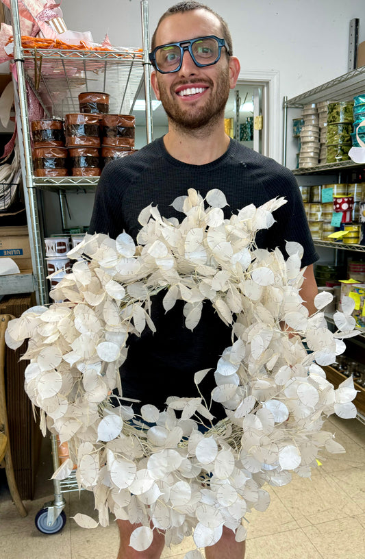 White silver dollar wreath. 24inches