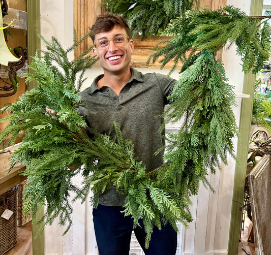 Faux Cedar mixed pine juniper garland. 6 foot long.