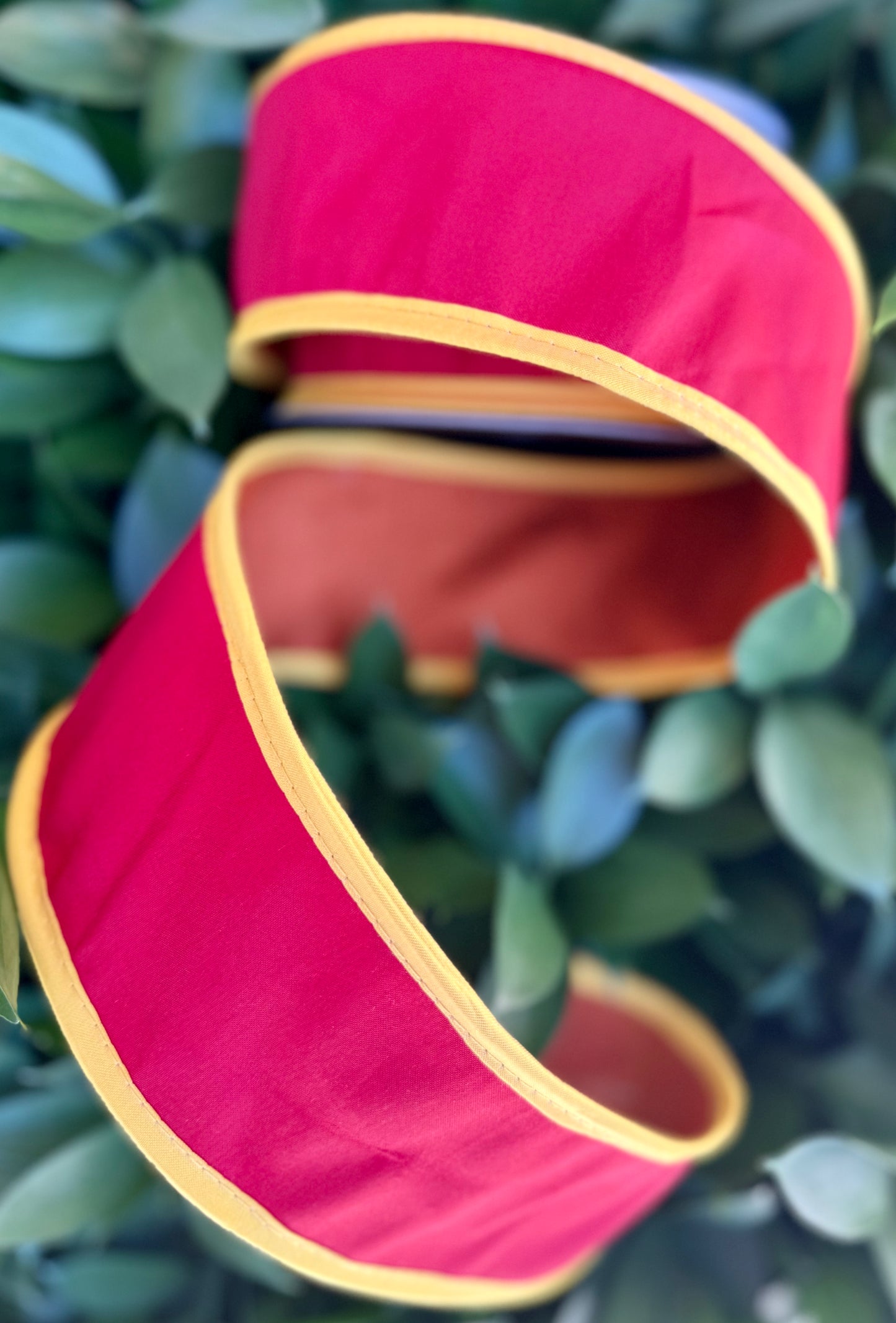 JME heavy wired ribbon. RED/YELLOW/ORANGE Tri-Colored Solid
