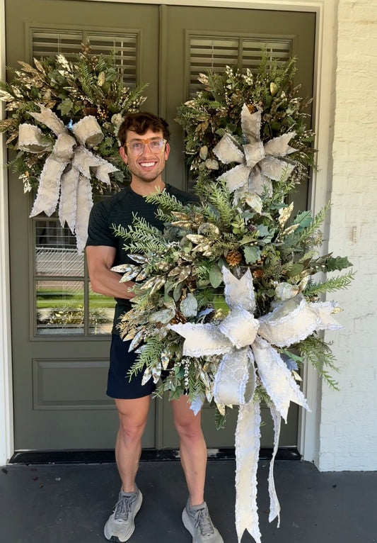 JOY of the forest wreath. Hand made wreath by JME. About 30 inches wide.