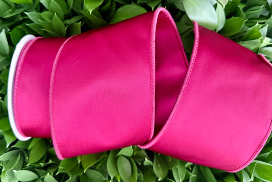 JME heavy wired ribbon. BURGUNDY Solid Satin