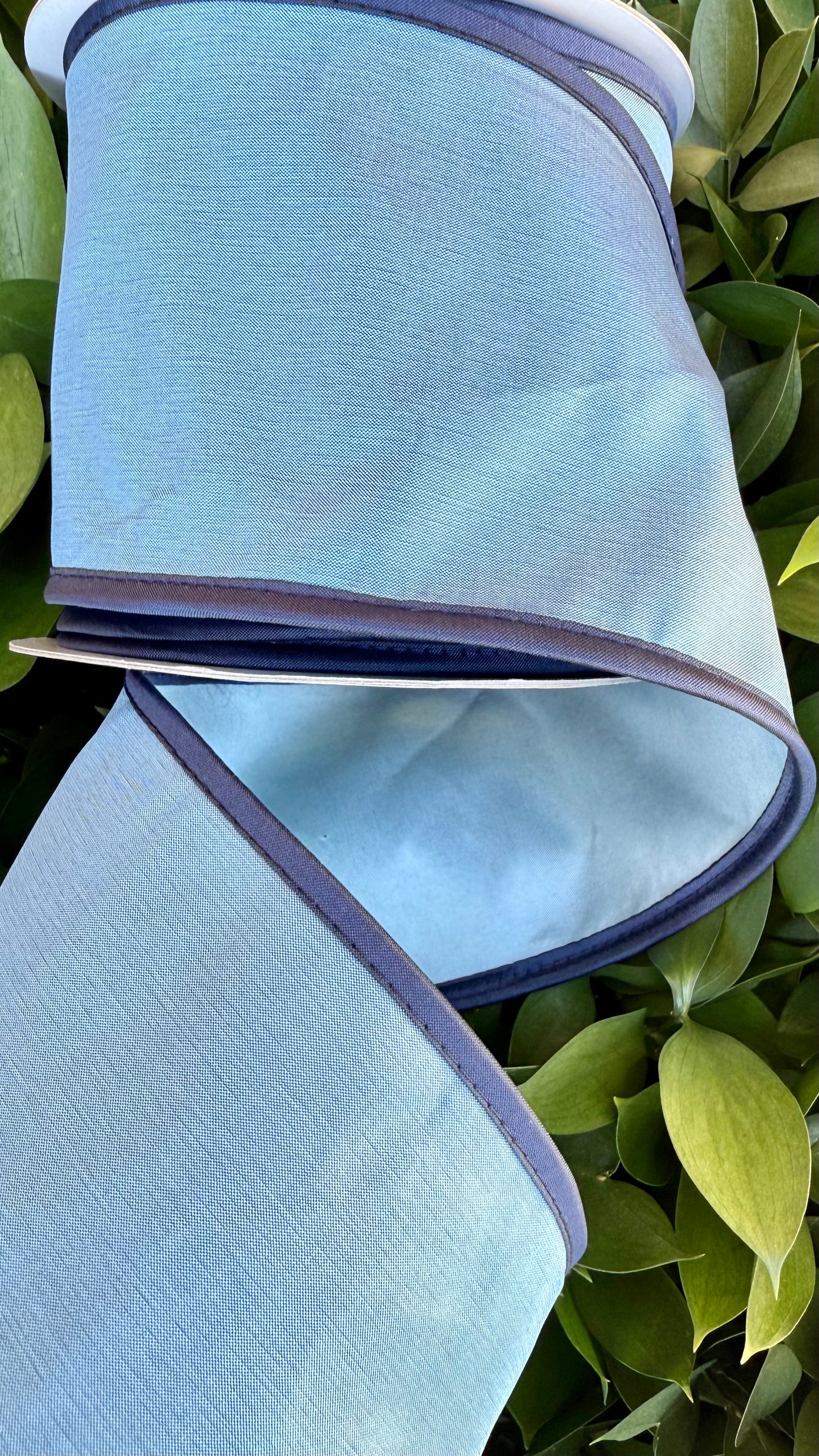 JME heavy wired ribbon. BLUE/NAVY Two-Tone Solid