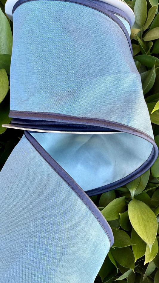 JME heavy wired ribbon. BLUE/NAVY Two-Tone Solid