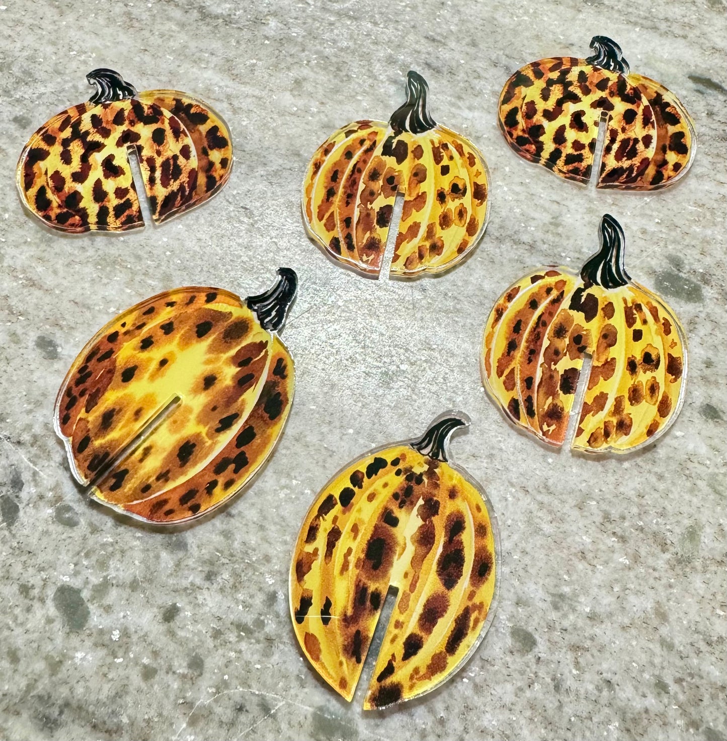 Animal print pumpkin drink markers. Set of 6