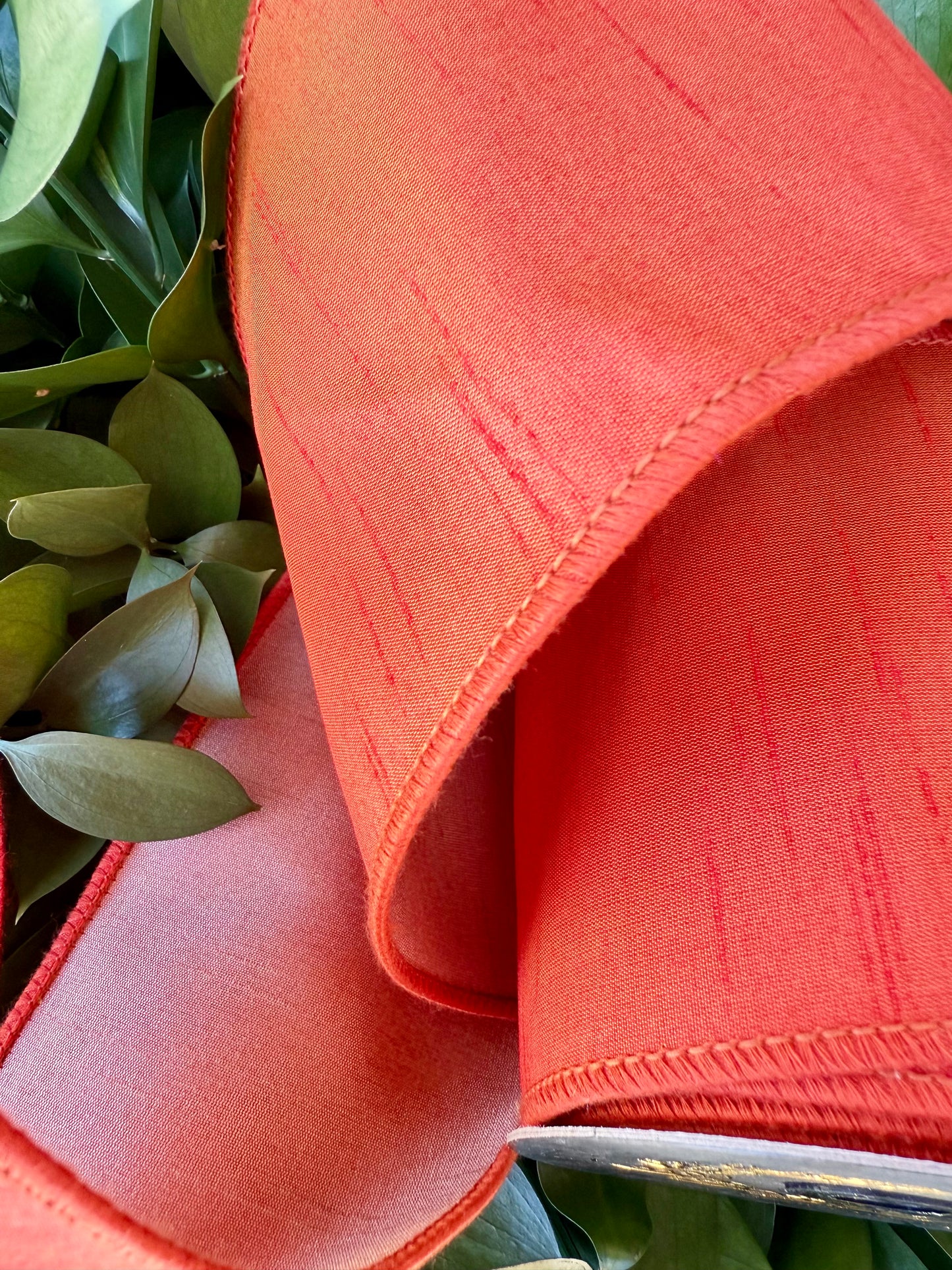 JME heavy wired ribbon. ORANGE/PEACH Two-Tone Solid