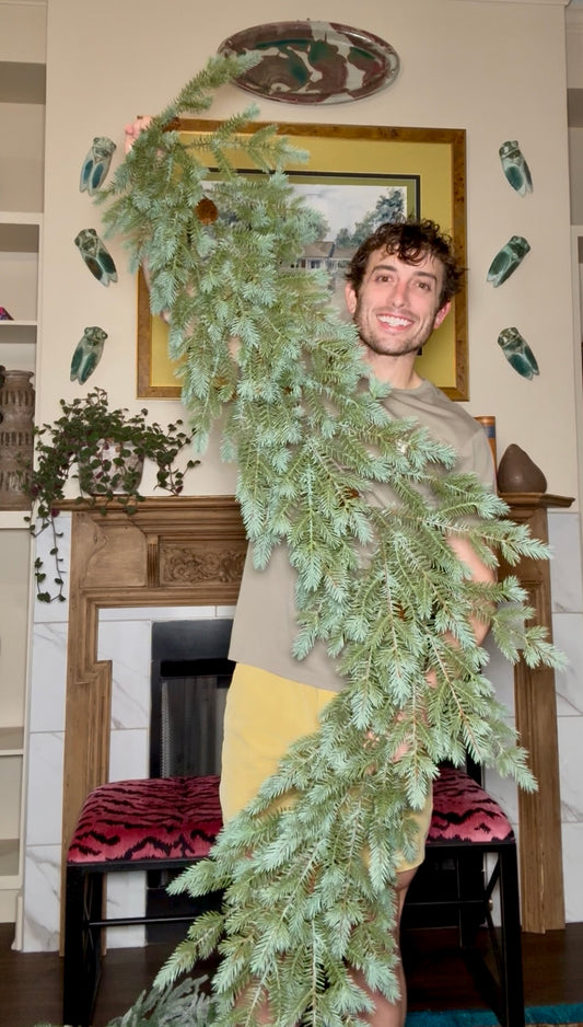 Blue Spruce and Pinecone Garland 6'