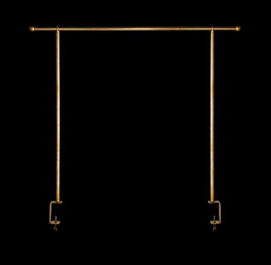 Over the table adjustable rod. GOLD. Adjustable 52.5in to 78in max wide. ￼ Extends up to 60 inches tall.