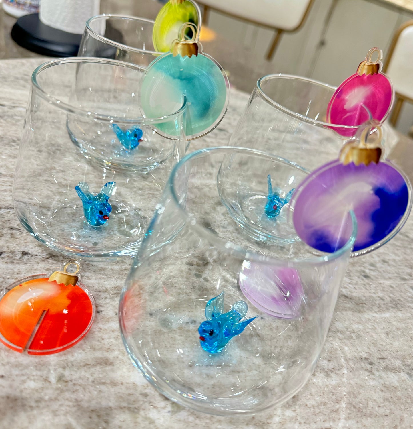 Colorful Ornament drink markers. Set of 6.