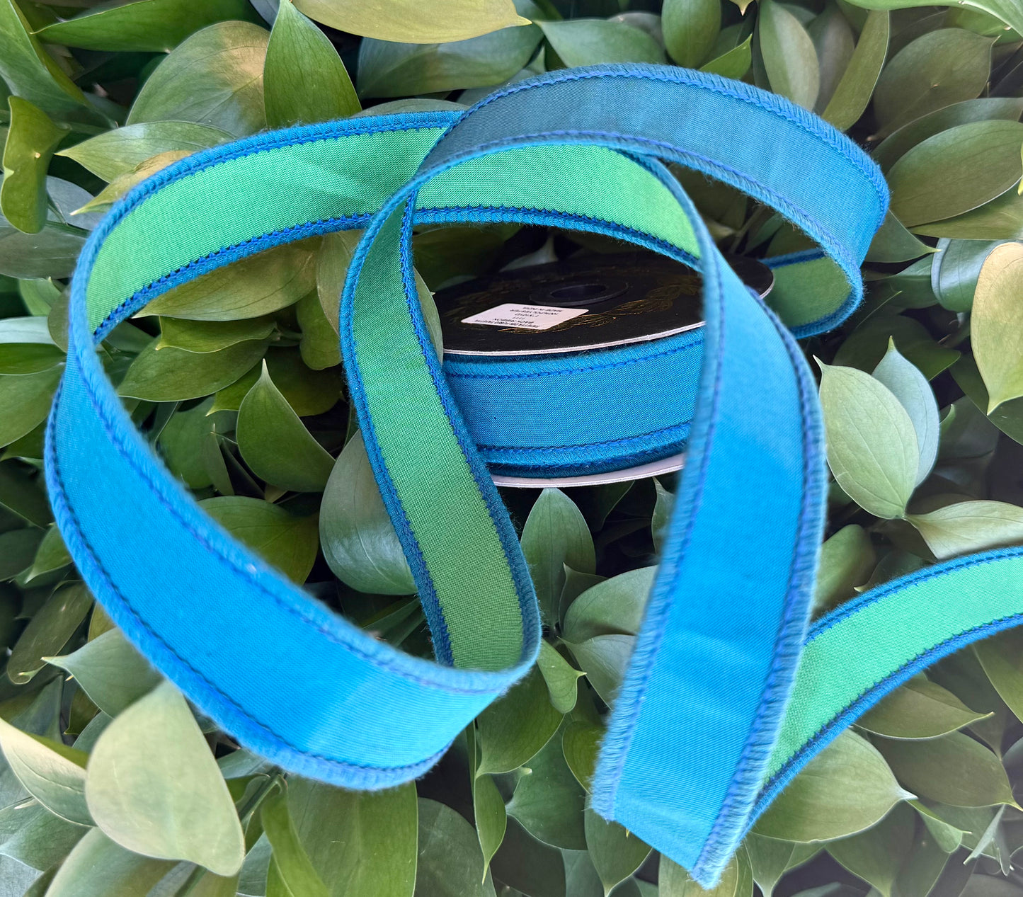 JME heavy wired ribbon. TEAL/GREEN Two-Tone Solid