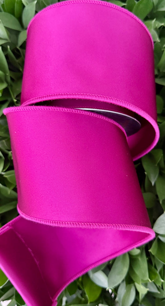 JME heavy wired ribbon. FUCHSIA Solid Satin