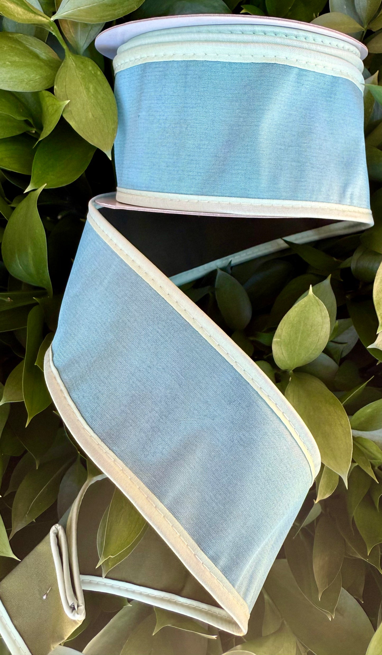 JME heavy wired ribbon. AQUA/MINT/HUNTER GREEN Tri-Colored Solid