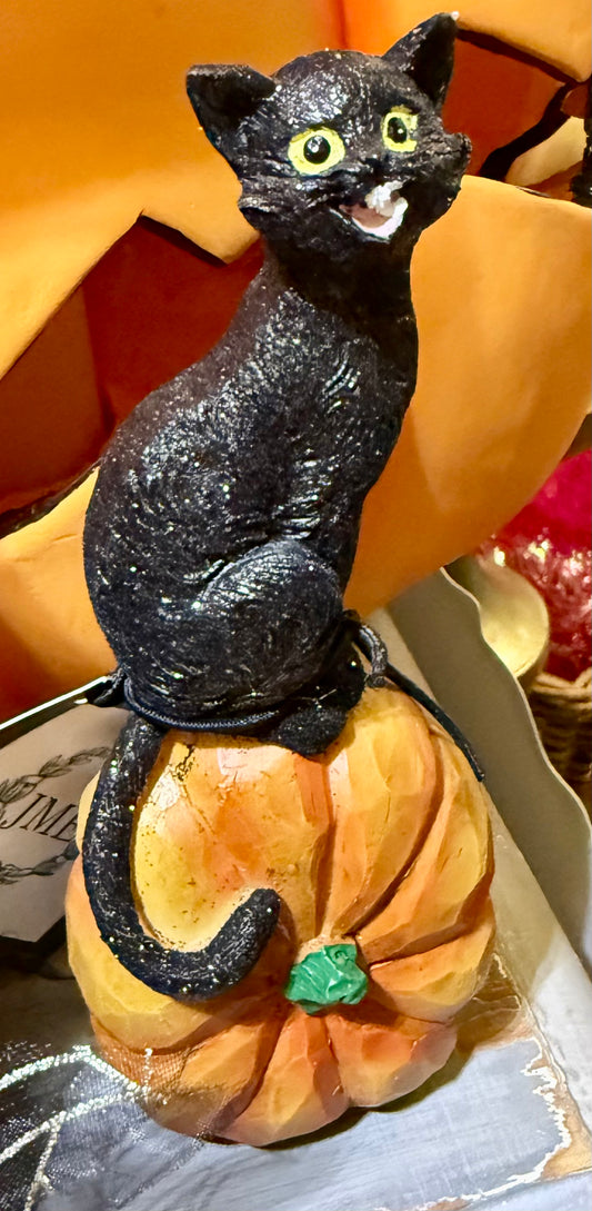 Black Cat on Pumpkin Figure
6.5"