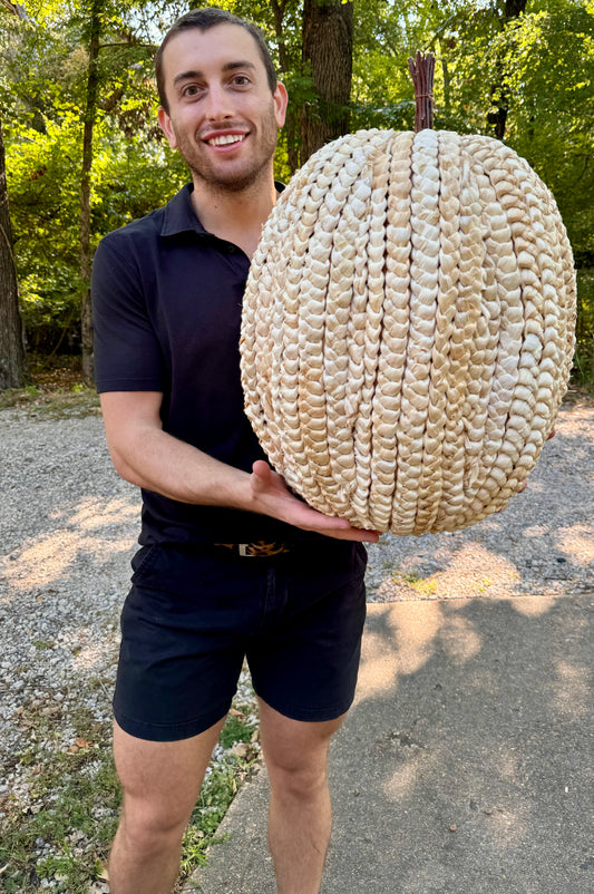 Cream Woven Pumpkin 19.5"