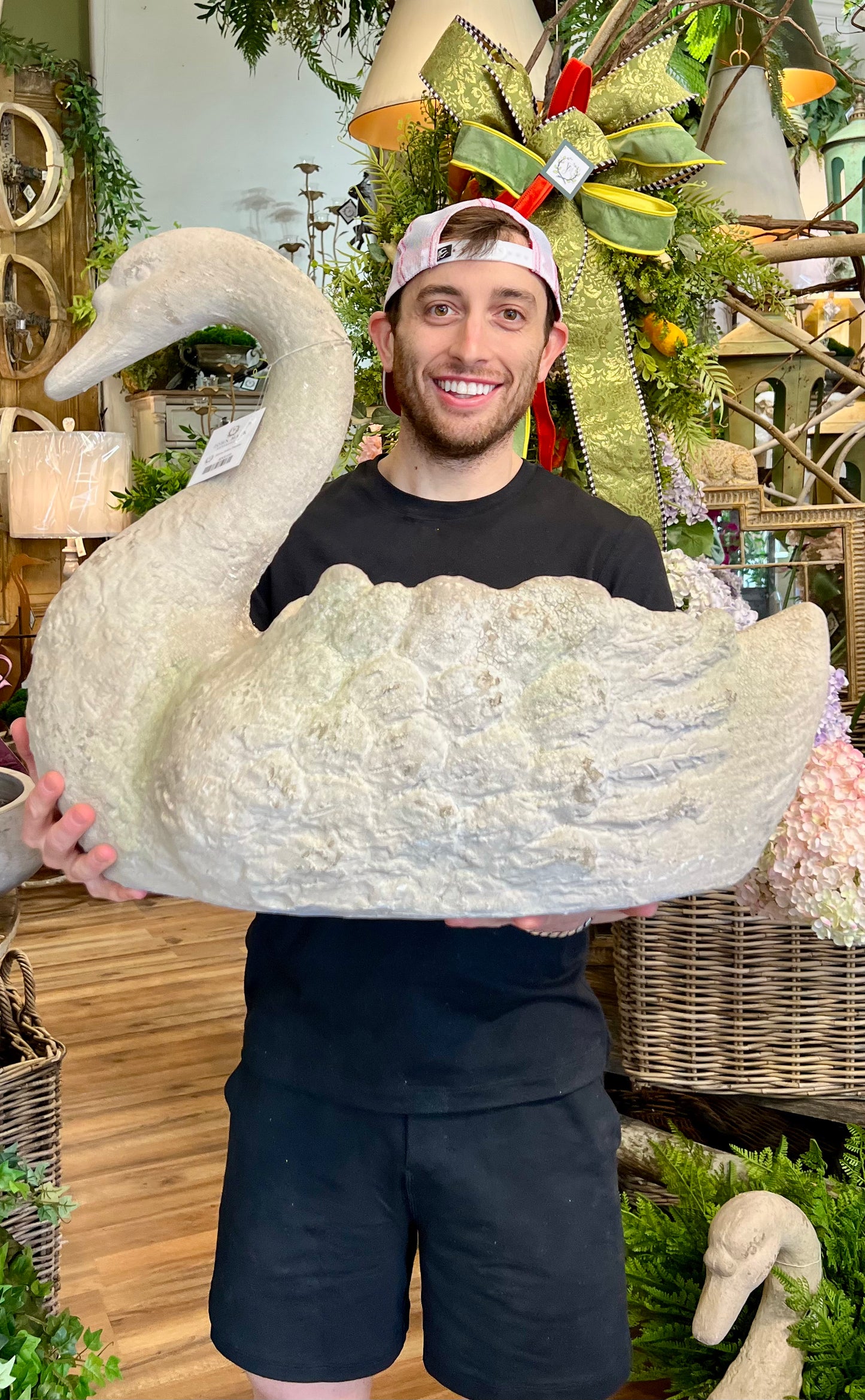 Large swan planter. 21inches tall 24inches wide and opening is 12 inches .