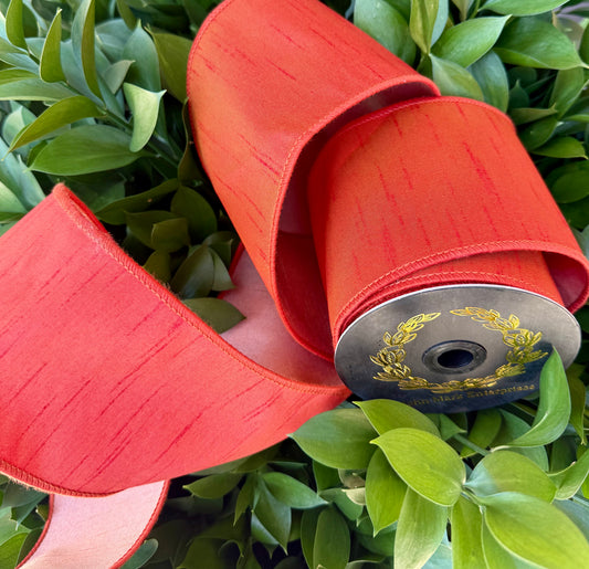 JME heavy wired ribbon. ORANGE/PEACH Two-Tone Solid