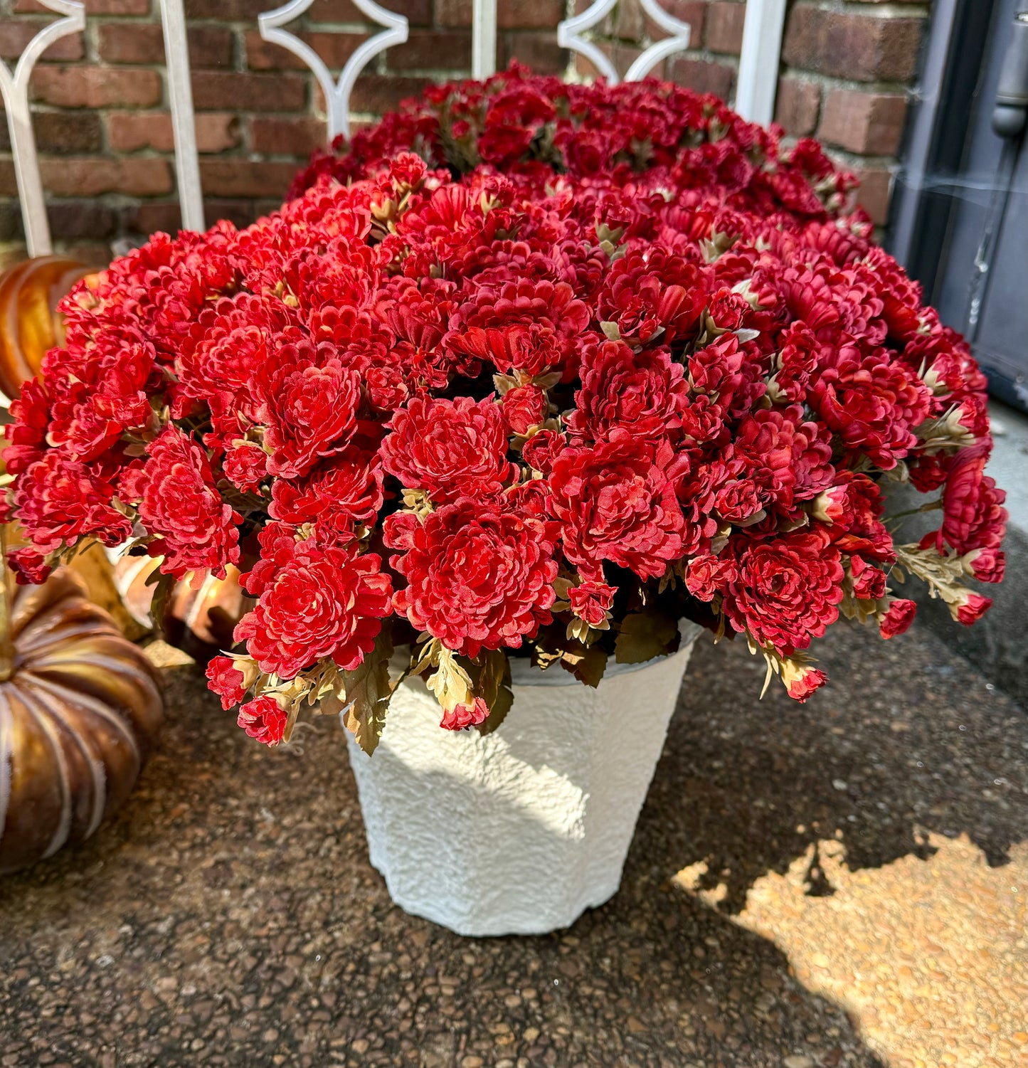 Faux maroon mum pot filler.