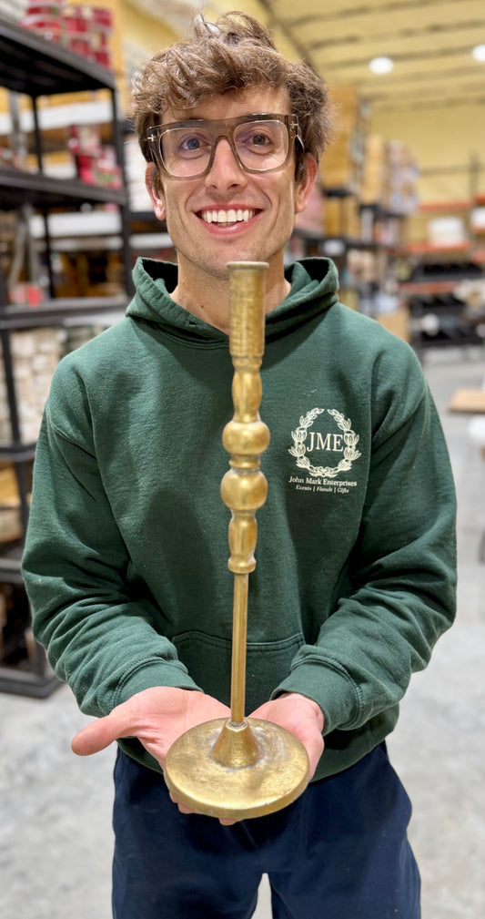 15in gold medal taper candle holder