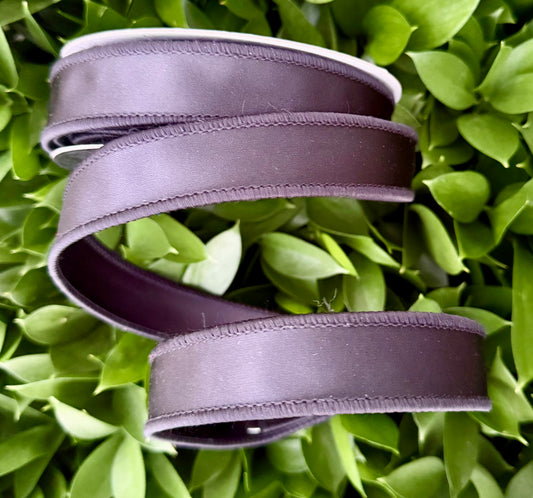 JME heavy wired ribbon. BLACK Solid Satin